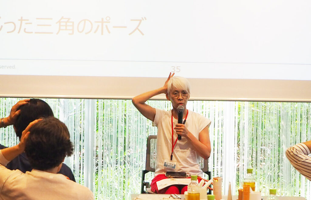 中井先生のお馴染みアイソメトリックを使った筋調整テクニックも。